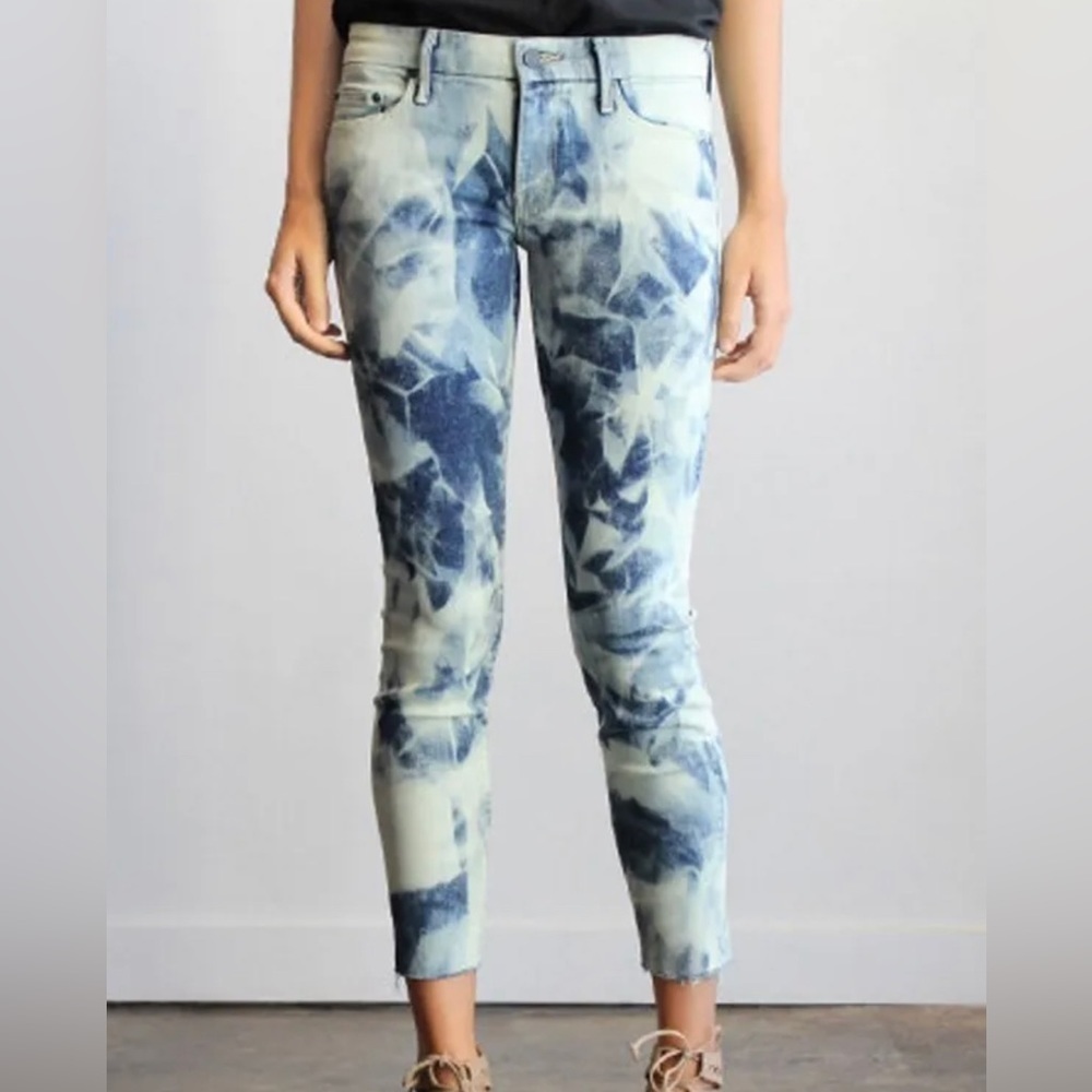 Mother Looker Ankle Fray Dog Gone It Acid Wash Denim Jeans Size 25